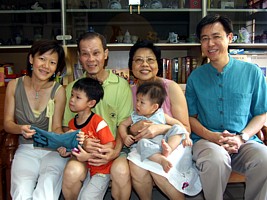 Grandparents with the family of Janet, Kwok Lum, Eugene and Lucas